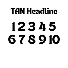 Vector Black TAN Headline Font Number 1-10 Display