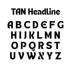 Vector Black TAN Headline Font Alphabet a-z Display