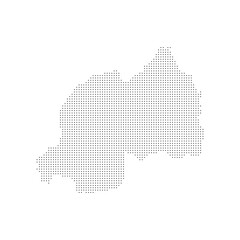 dotted halftone black silhouette of rwanda map isolated. rwanda country map for travel and presentation. rwanda halftones map vector illustration.  world maps circle. global map.