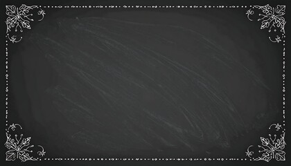 A textured chalkboard with decorative floral corners & beaded border