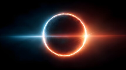 Obraz premium Abstract Neon Ring with Light Streaks on Dark Background.