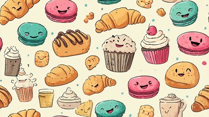Seamless Pattern Delicious dessert pattern whimsical food art fun background playful environment sweet concept for kids decor