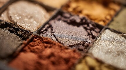 Close up of colorful spices in small containers.