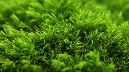Close-up Macro View of Vibrant Green Moss Texture.