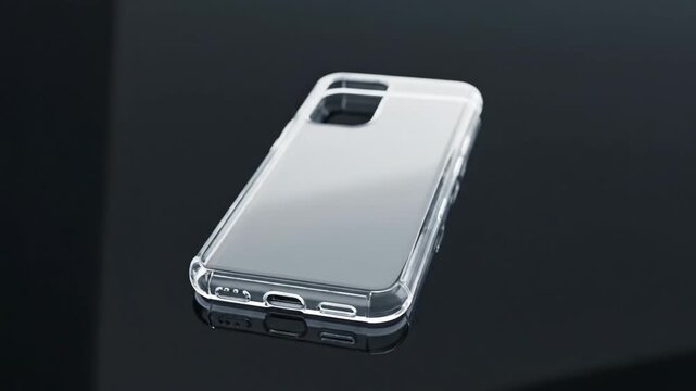 Transparent Phone Case on Dark Background.