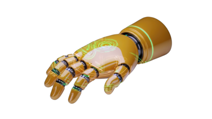 Robotic Hand Reaching Out on White Background