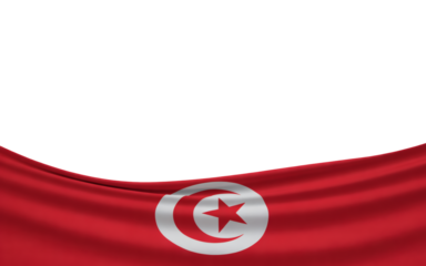 Tunisian flag gently waving with copy space above, embodying national pride and cultural heritage for patriotic designs and global event promotions