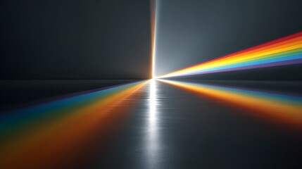 Light Spectrum Through Prism Creating Rainbow Effect.