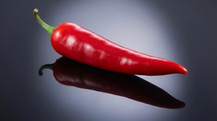Spicy Red Chili on Reflective Surface