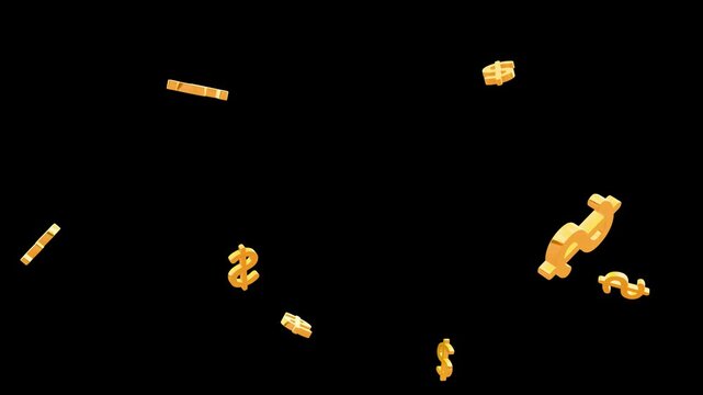 3D USD Dollar Symbol explosion Animation. 3D Dollar Sign Rotation and Motion Effect. American Dollar $ Sign 3D Animation