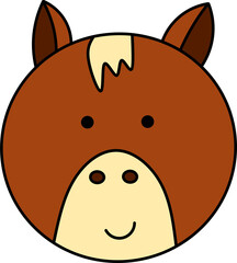 Cute Brown Horse Head Cartoon Character