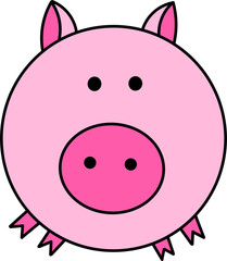 Cute Pink Cartoon Pig Face
