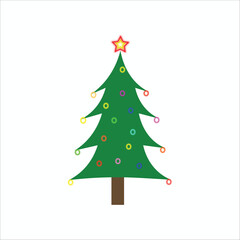 Fototapeta premium Festive Evergreen Tree with Colorful Ornaments