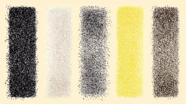 Close-up textured abstract artistic design representing a spectrum of diverse material swatches and fibrous samples
