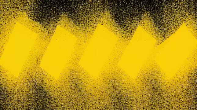 Vibrant yellow graphic shapes with a gritty spray paint texture creating a dynamic pattern on a dark background, evoking urban art and energy