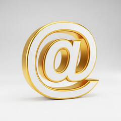 Gold and white email symbol. isolated illustration transparent for mock up