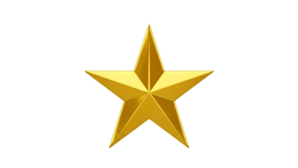 Golden star symbol isolated on transparent background
