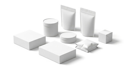 White box with a white lid sits next to a white box with a white lid. isolated illustration transparent for mock up