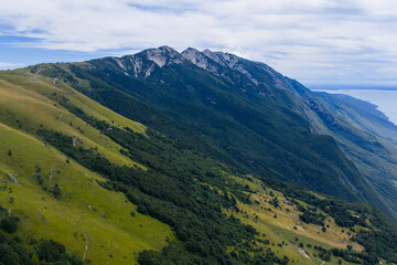 Fototapeta premium Aerial view of Monte Baldo ridge - Malcesine, Italy
