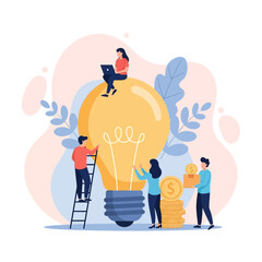 Group of People Working on a Light Bulb.