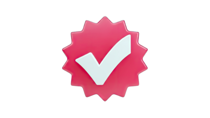 Verified Badge with Checkmark on White Background