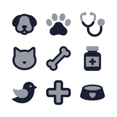 Minimalist Line Style Veterinary Pet Clinic Icon Collection Set