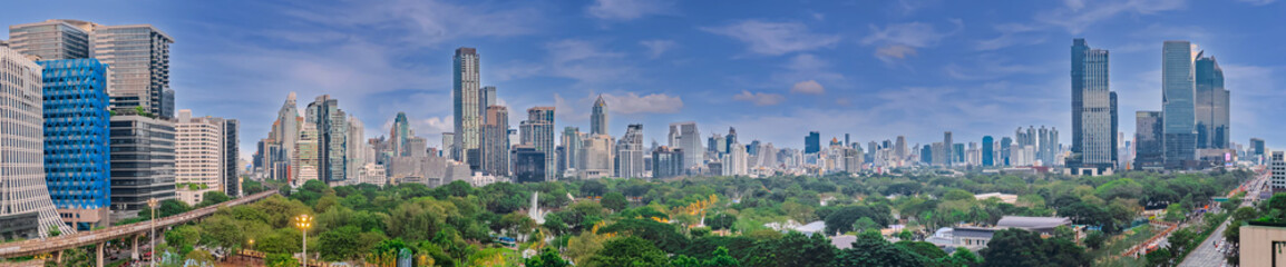 Fototapeta premium 14 December 2025 View of Lumphini Lumpini Park at Si Lom Silom taken from Central Park Mall in BKK Bangkok Thai Thailand 