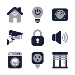 Simple Style Smart Home Automation System Control Device Icon Set