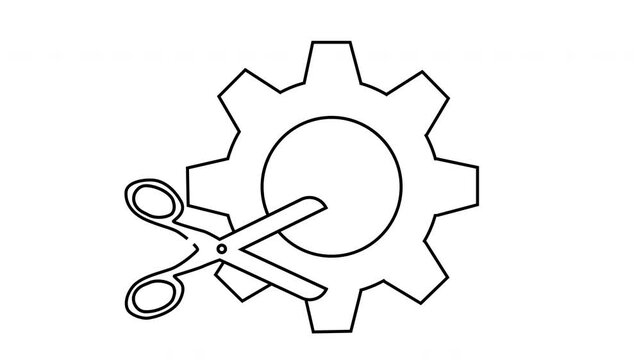 Creative cutting edge design with a gear and scissors illustration.