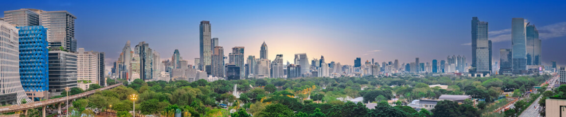 Obraz premium 14 December 2025 View of Lumphini Lumpini Park at Si Lom Silom taken from Central Park Mall in BKK Bangkok Thai Thailand 