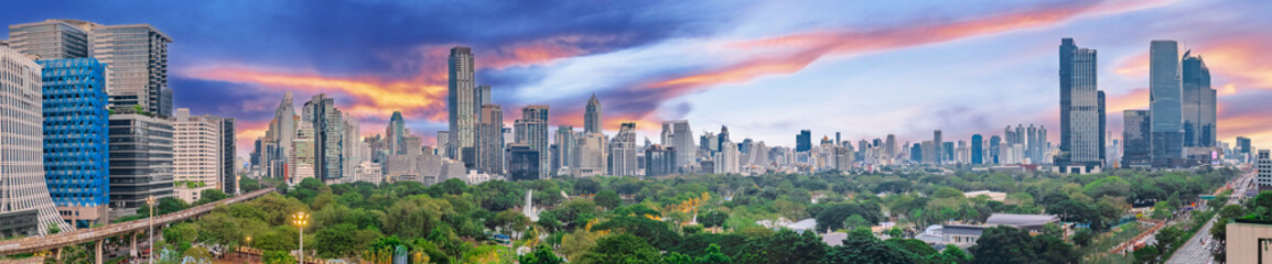 Fototapeta premium 14 December 2025 View of Lumphini Lumpini Park at Si Lom Silom taken from Central Park Mall in BKK Bangkok Thai Thailand 