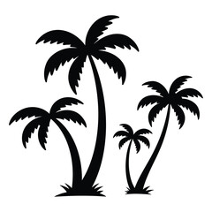 Fototapeta premium A collection of tropical palm tree silhouettes representing a beach or island scene