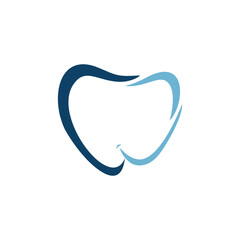 Abstract stylized tooth logo design in two shades of blue, representing dental care and oral health.