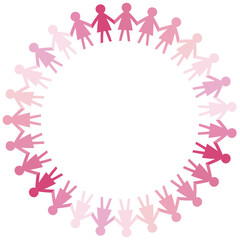 優しいピンク色の女性シルエットが円になってつながる、支援や思いやりを表す明るいデザイン。医療・福祉・女性向け啓発や乳がん啓発にも使いやすいコンセプト素材