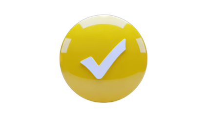 Yellow Circle with Checkmark Symbol on White Background