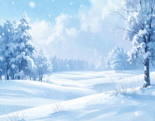 Fototapeta premium Beautiful Icy Winter Background with Soft Falling Snowflakes