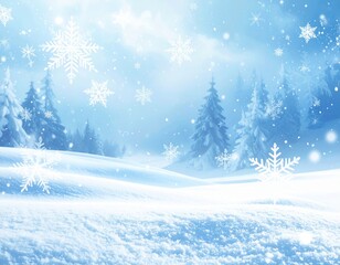 Fototapeta premium Beautiful Icy Winter Background with Soft Falling Snowflakes