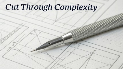 A finely crafted metal scalpel poised to meticulously dissect a detailed technical diagram, showcasing precision in analysis and design.