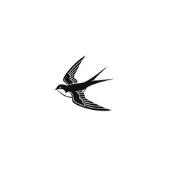 Fototapeta premium 【Animals Icons – Basic】Flying swallow silhouette icon for nature and design｜飛ぶツバメのシルエットアイコン（自然・デザイン用）