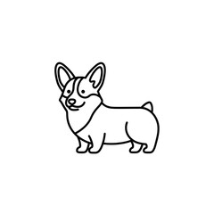 【Animals Icons – Basic】Corgi dog line icon for pet and friendly design｜コーギー犬の線画アイコン ペット・親しみ用