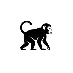 【Animals Icons – Basic】Monkey silhouette icon for logo and design｜サルのシルエットアイコン（ロゴ・デザイン用）