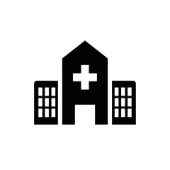 【Healthcare Icons – Symptoms】Hospital building silhouette icon for medical and healthcare design｜病院建物のシルエットアイコン 医療・ヘルスケア用