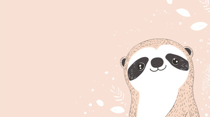 Naklejka premium Adorable Sloth Illustration with Gentle Smile and Calm Expression.