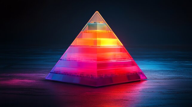 Colorful Illuminated Pyramid Structure on Dark Background for Modern Art and Technology Themes - Powered by Adobe