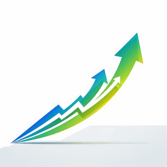 Green and Blue Arrow Graph Showing Upward Trend on White Background - Business Growth Concept