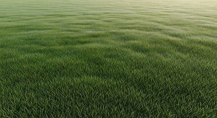 Naklejka premium Lush Green Field with Gentle Waves of Grass in Sunlight.