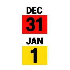 New year s eve and new year s day represented by december 31st and january 1st date markers