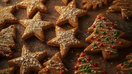 Festive delight: A delightful assortment of Christmas gingerbread cookies arrangement