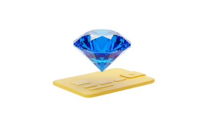 A premium credit card with a sparkling blue diamond icon representing luxury rewards