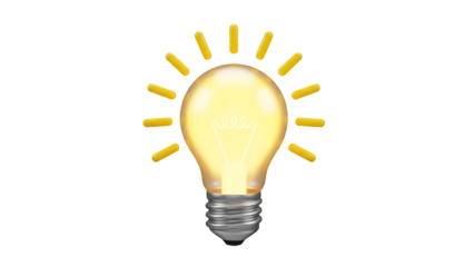 A glowing cartoon light bulb symbolizing a brilliant new idea or inspiration